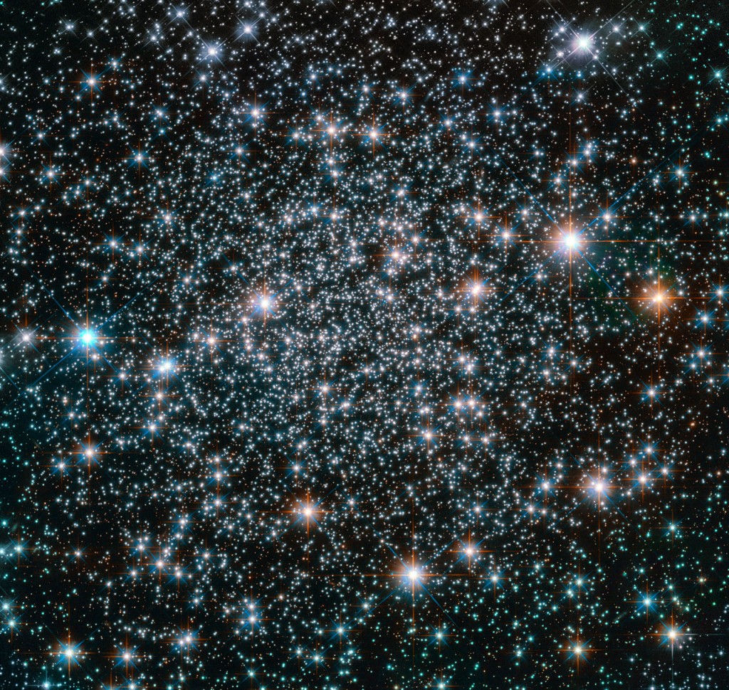 This 10.5-billion-year-old globular cluster, NGC 6496, is home to heavy-metal stars of a celestial kind! The stars comprising this spectacular spherical cluster are enriched with much higher proportions of metals — elements heavier than hydrogen and helium, are in astronomy curiously known as metals — than stars found in similar clusters. A handful of these high-metallicity stars are also variable stars, meaning that their brightness fluctuates over time. NGC 6496 hosts a selection of long-period variables — giant pulsating stars whose brightness can take up to, and even over, a thousand days to change — and short-period eclipsing binaries, which dim when eclipsed by a stellar companion. The nature of the variability of these stars can reveal important information about their mass, radius, luminosity, temperature, composition, and evolution, providing astronomers with measurements that would be difficult or even impossible to obtain through other methods. NGC 6496 was discovered in 1826 by Scottish astronomer James Dunlop. The cluster resides at about 35 000 light-years away in the southern constellation of Scorpius (The Scorpion).